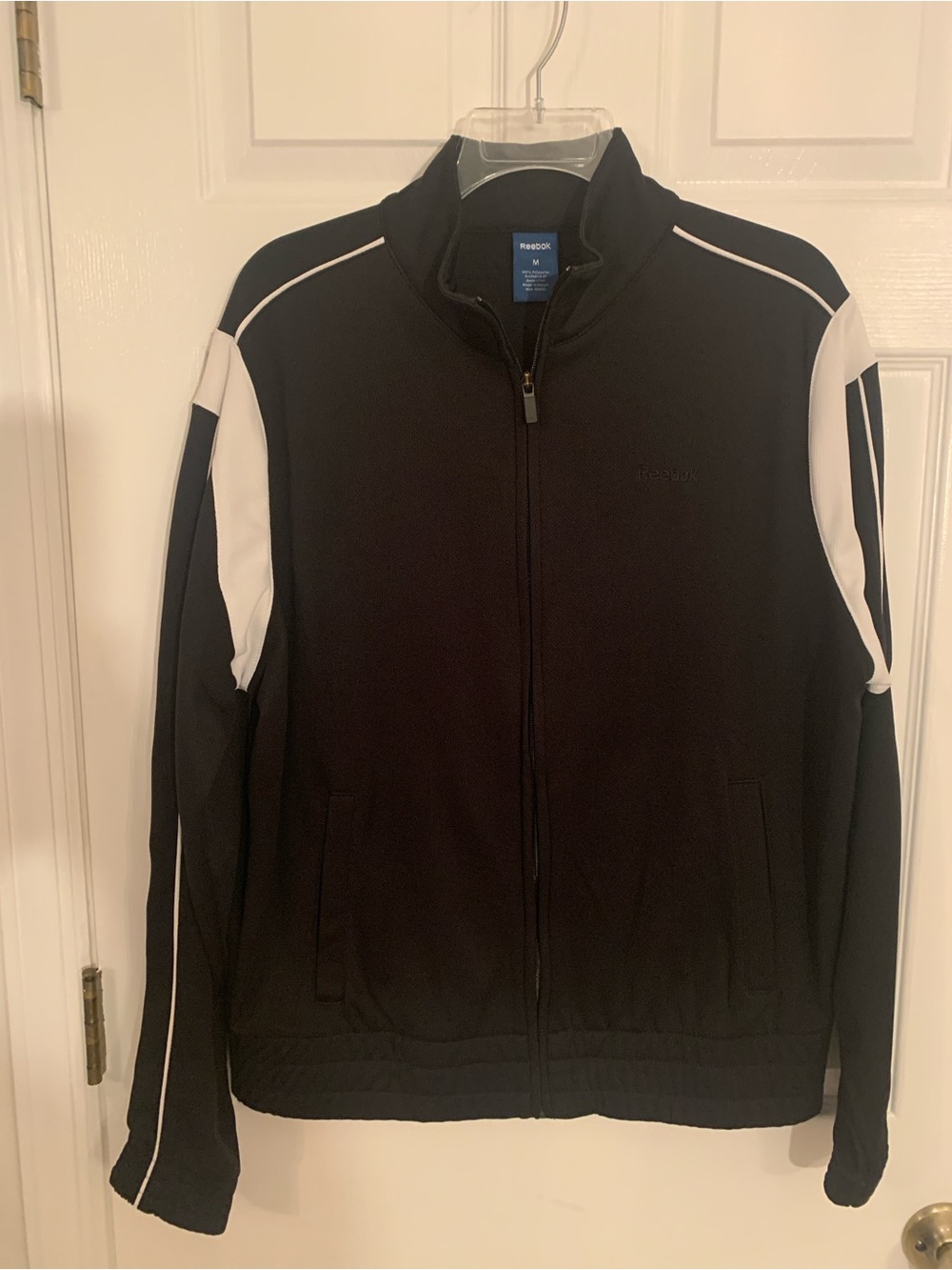 Reebok Men’s Warm Up Suit 2-Piece Black White Tracksuit Size M